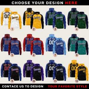 Men's Blue <b>Red</b> Raglan Zip-Up <b>Hoodie</b> Custom Name Number Team Logo Front Pocket Casual Autumn FRENCH TERRY Windproof - Product Image 3