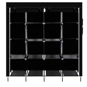 Armadio Portatile Nero da 170 cm con 12 Ripiani e 4 Tasche Laterali per la Conservazione dei Vestiti - Product Image 4