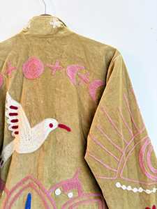Suzani Embroidered <b>Quilted</b> <b>Jacket</b> Reversible Eco-Friendly Breathable Cotton Viscose Blend Floral <b>Pattern</b> Belt Closure Regular - Product Image 6
