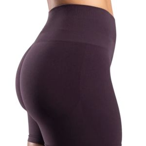<b>Womens</b> Dark Plum High Waist Gymwear <b>Shorts</b> Stretch <b>Compression</b> Workout Fitness Training Yoga Activewear Performance Wear - Product Image 6