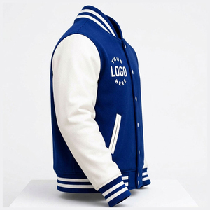 High Quality Custom Canvas Long Varsity <b>Jacket</b> <b>Men</b> Custom Color Contrast Sleeve Preppy Style Button Front Logo Printing <b>Summer</b> - Product Image 4