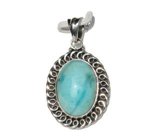 2024แนวโน้ม Larimar Cabochon ทำด้วยมือ925เงินจี้พลอยชุบแฟชั่นเครื่องประดับหินที่มีเสน่ห์สำหรับงานเลี้ยง - Product Image 1