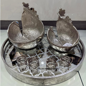 Paires de 2 bols plaqués argent de qualité exceptionnelle, forme irrégulière, organisateur de légumes sans métal pour la maison et l'hôtel - Product Image 1
