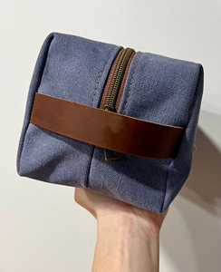 Waterproof Waxed Canvas Leather Dopp Kit Custom Logo Mens Travel Toiletry Bag Shaving Cosmetic Organizer <b>Case</b> LCTB-0072 - Product Image 5
