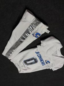 Premium Quality White Jersey And Pants With Metallic Silver Design 100%Polyester Custom Youth American Football Uniform - Product Image 3