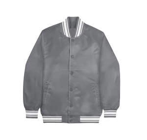 Men's Satin Bomber Baseball <b>Jacket</b> Solid Color Street Style Varsity <b>Jacket</b> Waterproof Design for Sale - Product Image 2