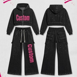 Conjunto Deportivo Unisex Brillante de Poliéster Tricot, Chaqueta con Cierre Completo y Cuello Alto, Pantalones Deportivos a Rayas, 2 Piezas, Traje de Entrenamiento para Equipo de Fútbol - Product Image 1