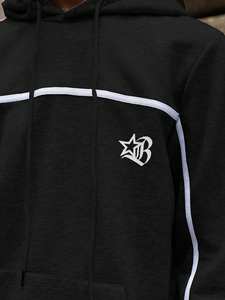 Conjunto Deportivo de Invierno Transpirable y Ligero, Talla Grande, Estampado, Diseño 2026, Sudadera con Capucha y Cordón Ajustable, Unisex, Negro, Dos Piezas - Product Image 6