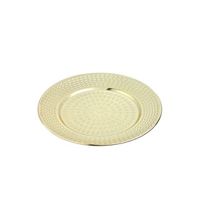Elegante Plato de Servir Redondo Dorado, Plato Base de Metal Sólido Pulido, Diseño Glamuroso Hecho a Mano para Fiestas y Uso Doméstico - Product Image 1