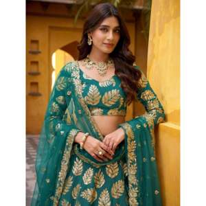 <b>Enchanting</b> Green Embroidered Georgette Wedding Lehenga Choli - Product Image 2