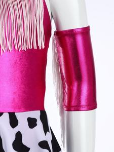 6-16 Kids Girls <b>Cowgirl</b> Costume Metallic <b>Dress</b> For Cosplay Themed Party Stage Performance Parties Dance Party Props - Product Image 3