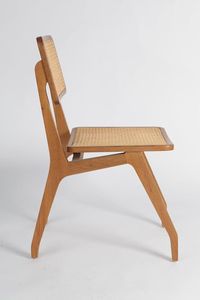 Chaise de salle à manger en rotin tressé à la main de style rétro vintage en bois massif pour appartement moderne, salon et hôtel de charme - Product Image 3