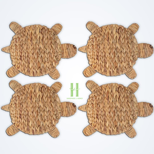 Set 4 Handcrafted Turtle Shape Seagrass <b>Table</b> <b>Mat</b> Artisan Woven Straw Placemats for Unique Home Decoration - Product Image 1