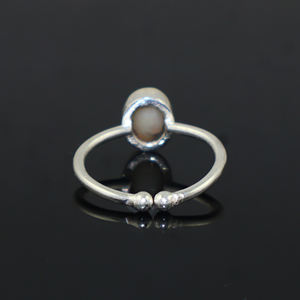 Anillo ajustable de plata de ley 925 con ópalo etíope natural de estilo bohemio, forma ovalada, para mujeres y niñas. - Product Image 3