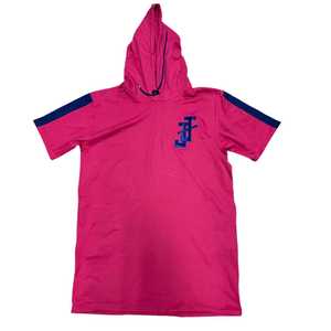 ชุดเดรสฮู้ดดี้แจ็คแอนด์จิลสีชมพูพร้อมแขนเสื้อสีน้ำเงิน ชุดเดรสลำลองสำหรับผู้หญิงและวัยรุ่น ชุดเดรสใส่สบายสำหรับสวมใส่ในชีวิตประจำวัน - Product Image 1