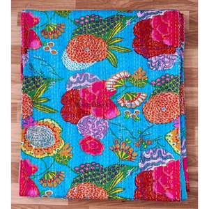 Best selling floral Printed Vintage Eco-Friendly All-Season <b>Double</b> Size Organic 100% Cotton Kantha Spread Printing for home use - Product Image 6