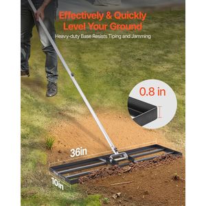 Niveleur de sol en acier au carbone résistant à la rouille, plaque de sol 36x10, 3 niveaux de hauteur, avec manche de 83,9 cm pour le nivellement des pelouses - Product Image 2