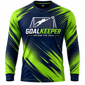 Maillot de gardien de but personnalisé pour homme adulte, manches longues, tissu respirant à séchage rapide, anti-UV UPF50+, sublimation, football - Product Image 1