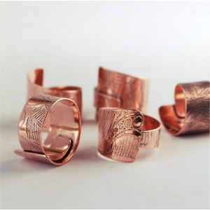 Anillo de Cobre Puro Grabado Vintage, Anillo Abierto Ajustable con Patrón de Ondas, Anillo de Dedo Curativo de Cobre, Joyería Unisex, Anillo de Cobre - Product Image 6