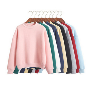 Sweat-shirt en molleton à col rond pour femme, couleur unie, tricoté, manches longues, longueur normale, vêtement d'automne, polyester/coton, coupe-vent - Product Image 1