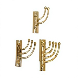 Ttending <b>Flower</b> Design Brass <b>Wall</b> Hooks 2 Pack Rust Resistant Metal Coat Hanger for Clothing Vintage Style Drill Installation - Product Image 4