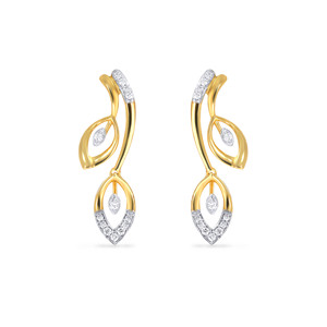 Modern Nature Leaf <b>Dangle</b> <b>Earrings</b> 14K Gold Plated Lab Grown <b>Diamonds</b> Women's Luxury Statement Jewelry - Product Image 1