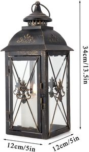 Lanterne décorative en métal personnalisable de grande taille avec panneaux en verre pour le salon, le jardin et la décoration de mariage - Product Image 2