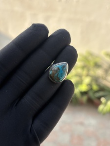Bague de Fiançailles et de Mariage en Chrysocolle Naturelle de Qualité Supérieure pour Femmes et Filles, en Argent Sterling 925 Massif, Bague de Promesse Certifiée - Product Image 4