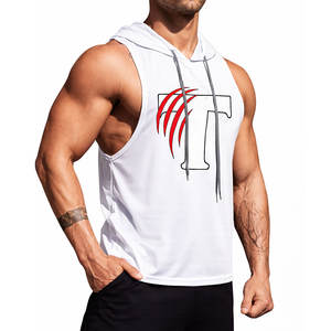 Débardeurs à capuche décontractés pour hommes de haute qualité, séchage rapide, respirants, en polyester/coton, vêtements de sport - Product Image 1