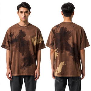Camiseta Gráfica Oversize de Algodón Pesado para Hombre, Diseño Exclusivo con Hombros Caídos, Lavado Ácido Marrón, Venta al por Mayor - Product Image 2