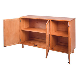 Delancey Aparador de ratán de 3 puertas de madera maciza Pieza de acento elegante de Studio - Product Image 2