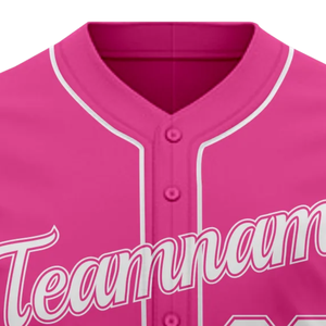 Pink Baseball <b>Jersey</b> <b>Short</b> Sleeve Button Up Custom Team Uniform Breathable Polyester Athletic Sports Shirt - Product Image 5