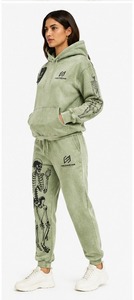 Winter Wear Solid Acid Wash Heavyweight Fleece <b>Tracksuit</b> High Quality 2 Piece Hoodie Set Custom <b>Women</b> Sweat suit Oversized - Product Image 5