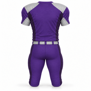 Purple and Silver 12 Panel American Football Jersey Uniform Set with <b>Padded</b> Pants 100% Polyester Anti-UV & Quick Dry - Product Image 4