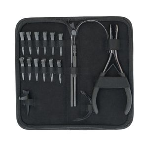 Kit d'outils professionnels pour extensions capillaires avec 12 pinces à cheveux, anneau de séparation, outil à crochet, pince à sertir pour micro-perles, outil à boucles pour cheveux - Product Image 1