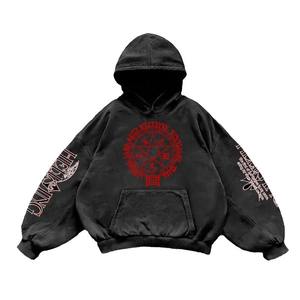 Custom Vintage Washed Oversized Hoodie with Screen Print Graphic Design <b>Y2K</b> <b>Streetwear</b> Heavyweight Pullover Sweatshirt Custom - Product Image 1