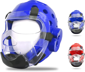 Protector de Cabeza de Taekwondo de Material PU Transpirable y Antideslizante de Última Tendencia con Protector Facial para Entrenamiento y Combate - Product Image 6