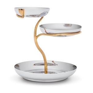 Luxury Decorative Handmade ATS Metals Aluminium Double <b>Tier</b> <b>Cake</b> Stand Polished Surface for High End Restaurant Banquet Table - Product Image 4