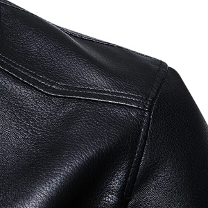 Blouson bomber en cuir matelassé classique pour homme, chaud et respirant, avec poignets côtelés, imperméable, plusieurs couleurs pour l'hiver - Product Image 6