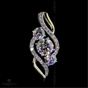Collier Pendentif Éternel Tourbillon à Trois Pierres en Diamant de Laboratoire Or Tendance Coupe Fine Vente Export - Product Image 1
