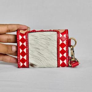 Vintage Genuine Leather Wallet With Geometric Pattern Button Closure Single Strap Portable Daily Use All Seasons - Product Image 5