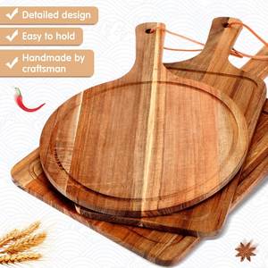 Bandeja de Madera para Servir Pizza con Logotipo Personalizado, con Asa de Madera, Apta para Lavavajillas, para Servicio de Alimentos y Uso en Restaurantes - Product Image 3