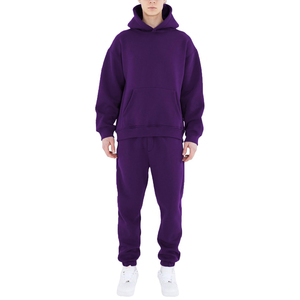 Ensemble de sweat-shirts à capuche pour homme, couleur unie, polaire, coupe classique, vêtements décontractés, poche, coton tricoté, séchage rapide, respirant - Product Image 1
