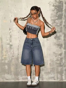 Teen Girls Loose Fit Capri Jeans Casual <b>Denim</b> Pants High Waist <b>Stretch</b> Cotton Ankle Length Fashion Wear Trendy Style WholesaleUS - Product Image 4