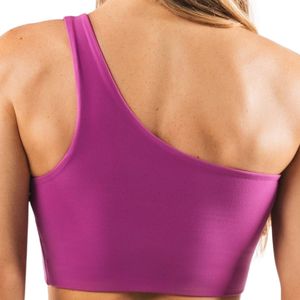 Soutien-gorge de sport rose asymétrique pour femme, maintien moyen, idéal pour le yoga, la course, la gym, le fitness et l'entraînement - Product Image 4