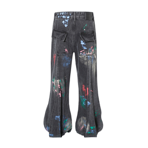 Pantalones Vaqueros con Estampado Gráfico, Corte Holgado, Diseño Personalizado, Lavado Vintage, Estilo Barrel, Rectos, Streetwear, Hip Hop, Y2K - Product Image 3
