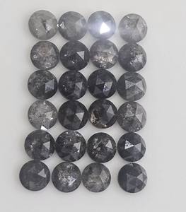 Diamantes sueltos naturales de 6 mm, talla rosa, redondos, tipo sal y pimienta, calibrados en mm, incluidos los de tamaño N. 100%, con pureza I2 a I3, diamantes Gemone. - Product Image 2