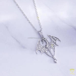 Luxury Dragon Wing Pendant With VVS Moissanite Diamonds <b>Solid</b> 925 <b>Silver</b> Hip Hop Statement <b>Necklace</b> Jewelry - Product Image 5