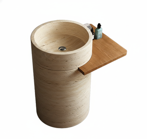 Lavabo sur pied rond sans trou pour robinet - Product Image 1