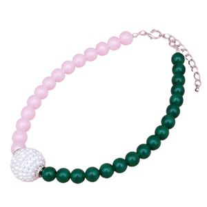 Collar de Perlas de Vidrio Rosa y Verde para Mujer, Joyería Elegante y a la Moda, Collar de Cuentas Hecho a Mano, Accesorio de Estilo - Product Image 3